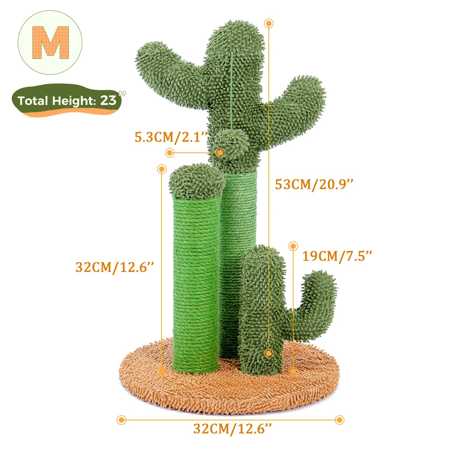 Cactus Cat Scratching Post With Natural Sisal Rope And Ball