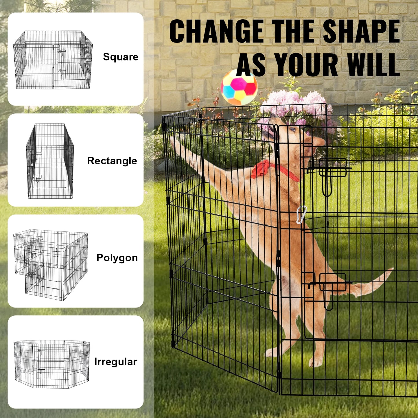 VEVOR Foldable Metal Dog Playpen With Top Cover Indoor Use