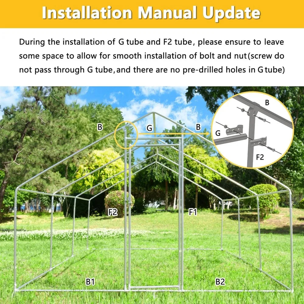 Large Metal Chicken Coop With Cover Outdoor Pet Pens