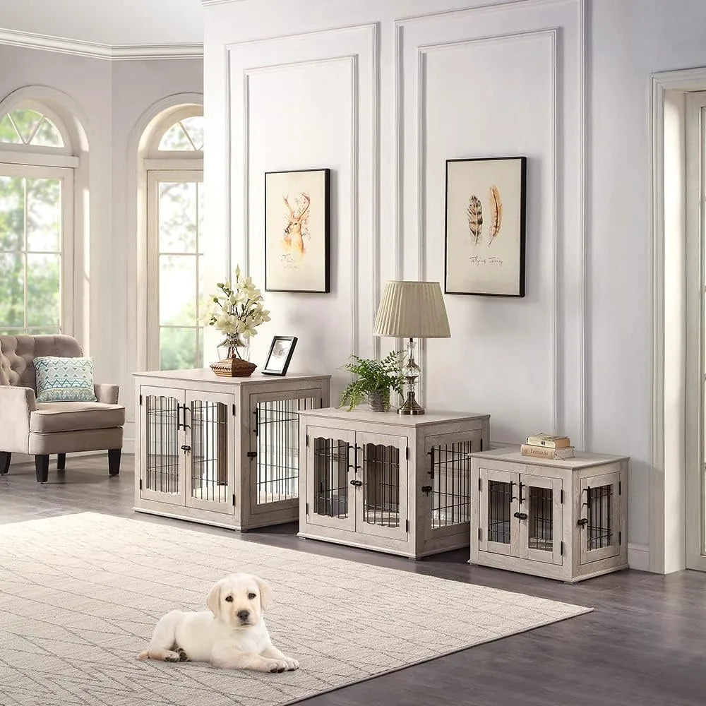 Furniture Style Dog Crate End Table With Double Doors
