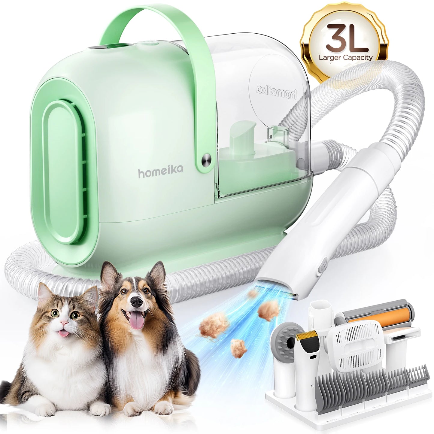 Homeika Dog Grooming Kit 3L Hair Vacuum 99 Pet Hair Suction
