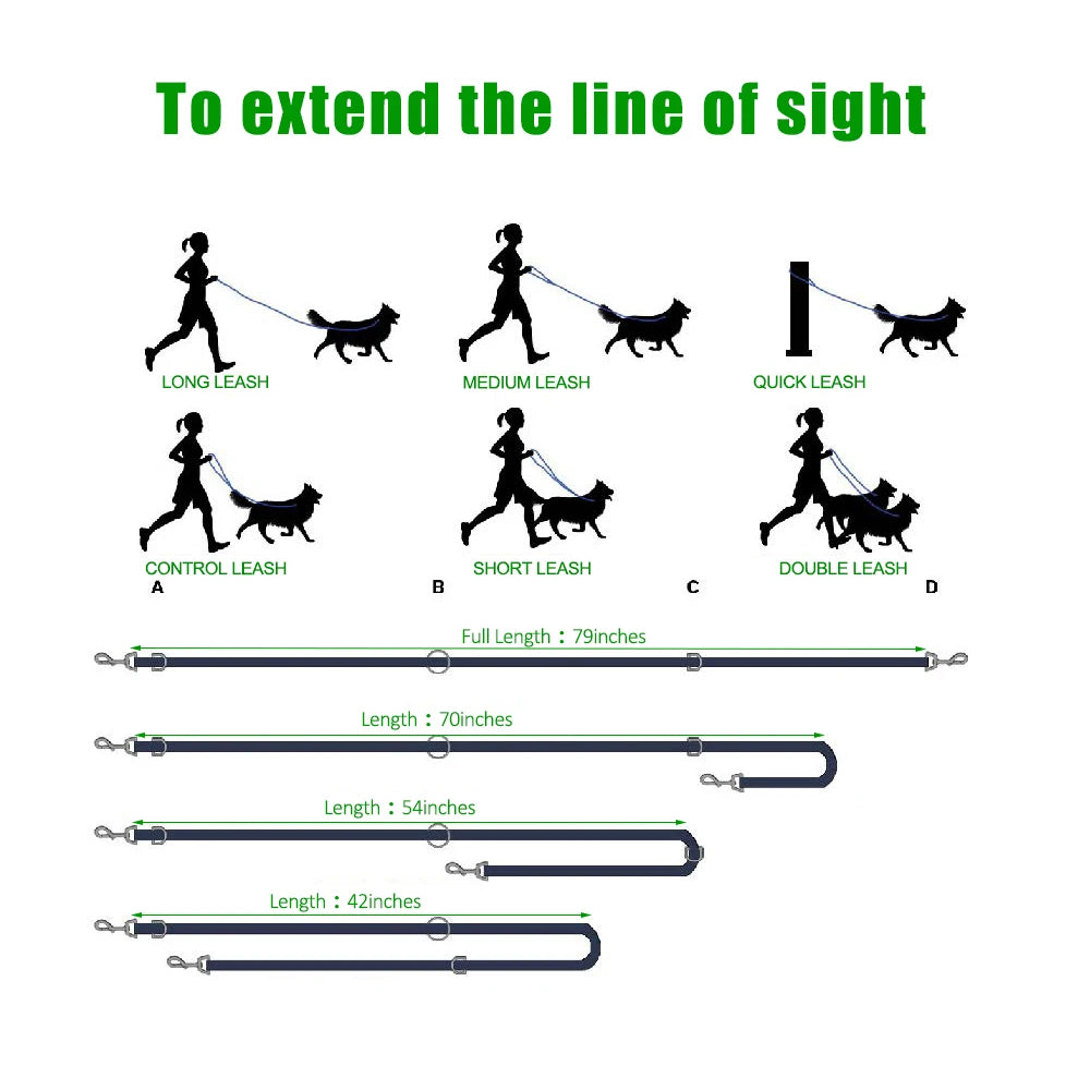 Adjustable Double Ended Police Style Dog Leash 6Ft Halti
