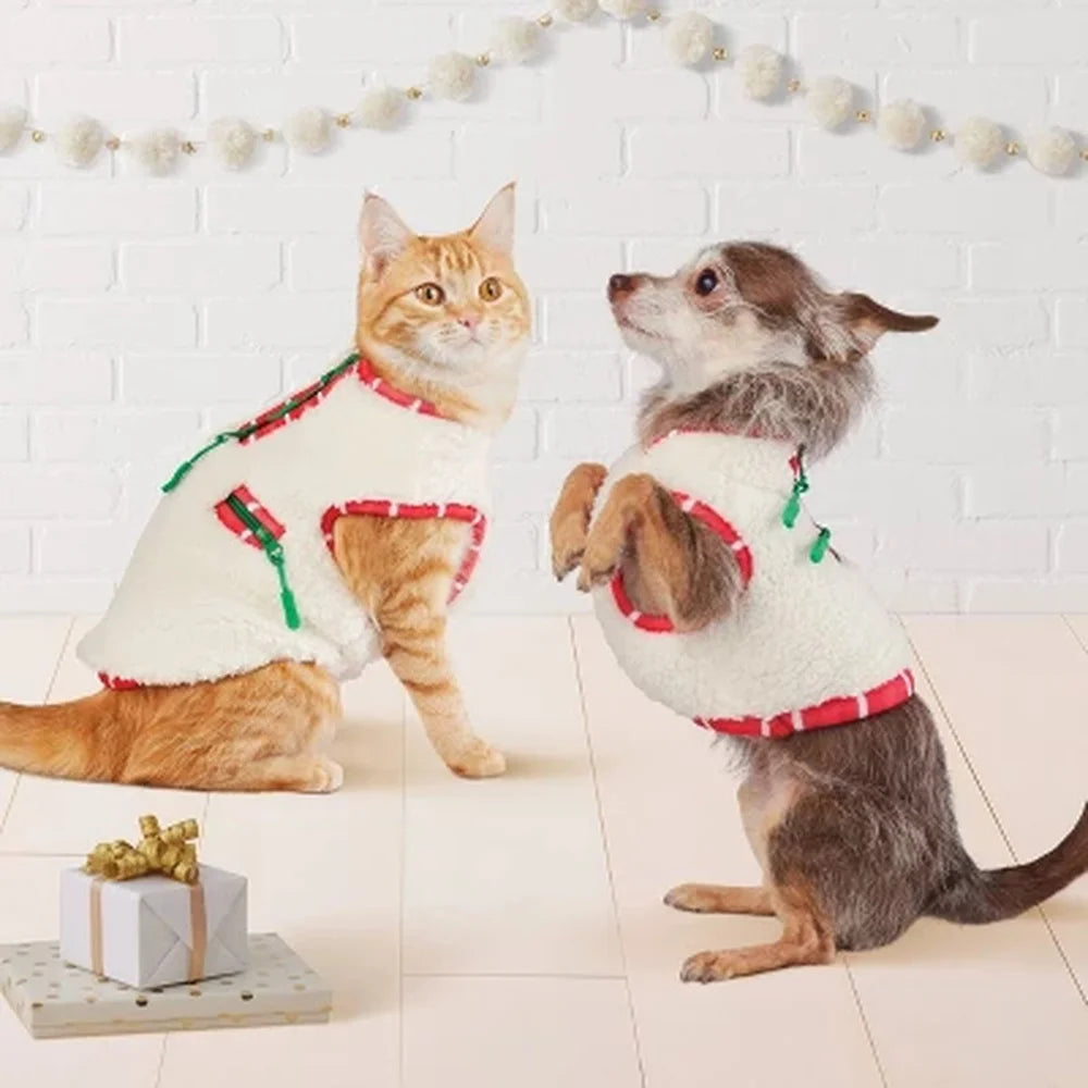 Soft Faux Shearling Dog Vest For Small Dogs Zipper Pocket