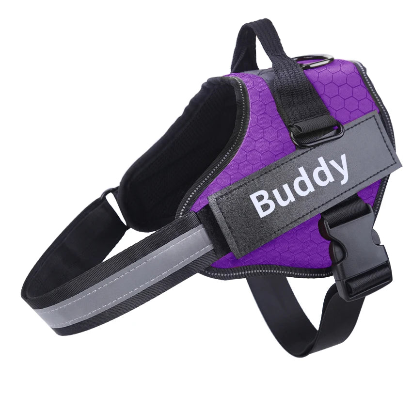 Personalized No Pull Reflective Dog Harness Adjustable ID