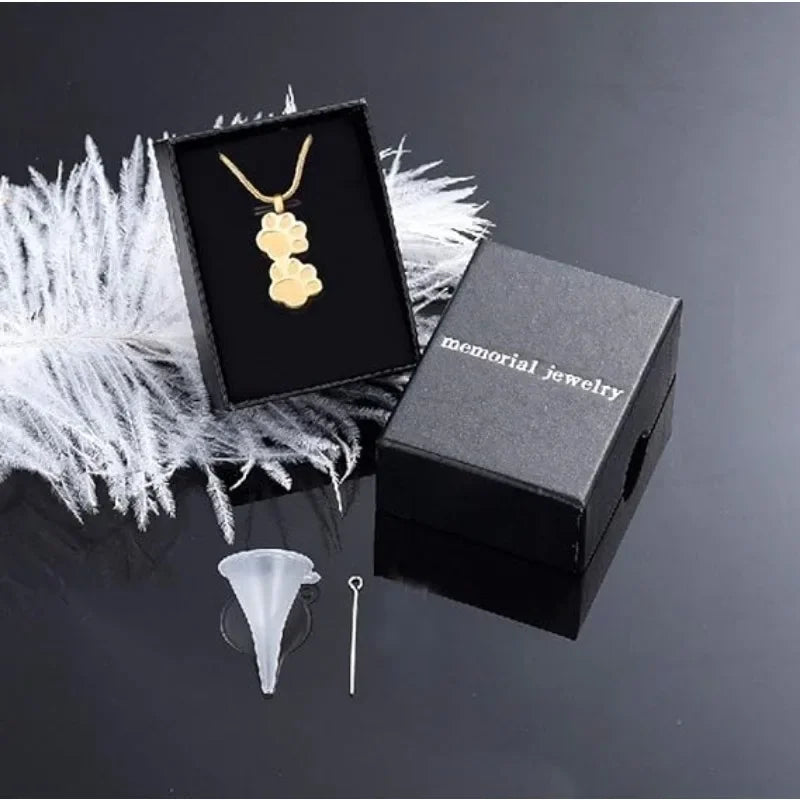 Pet Ashes Necklace Claw Print Commemorative Pendant Box