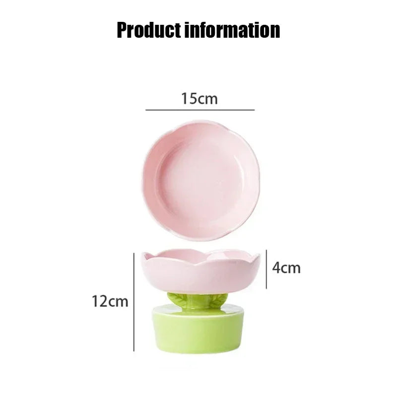 Flower Shaped Ceramic Cat Bowl Water Dish Cute Pet