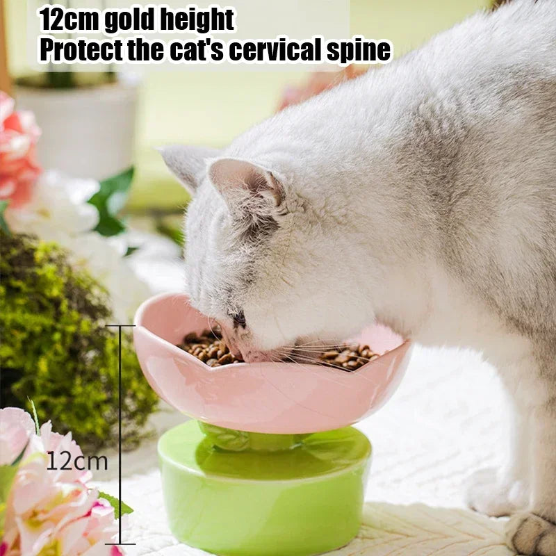 Flower Shaped Ceramic Cat Bowl Water Dish Cute Pet
