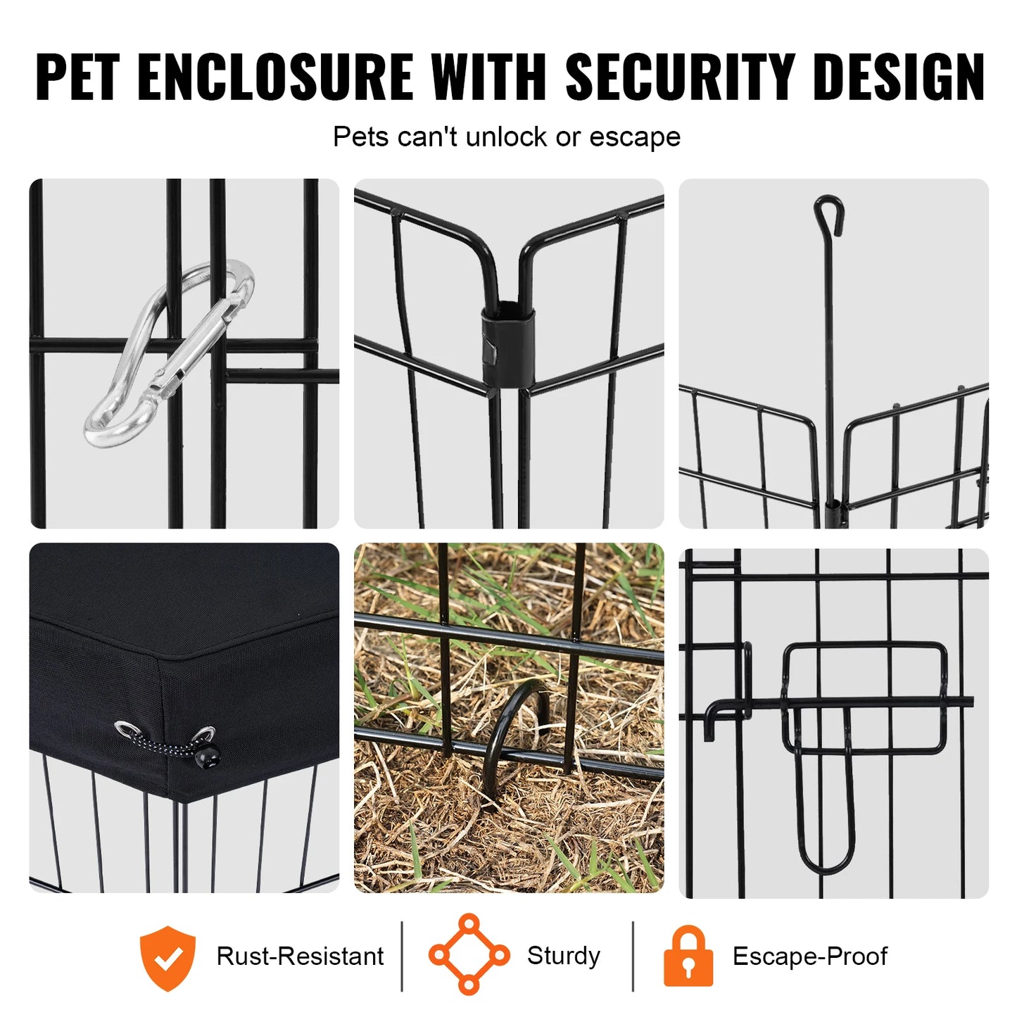 VEVOR Foldable Metal Dog Playpen With Top Cover Indoor Use