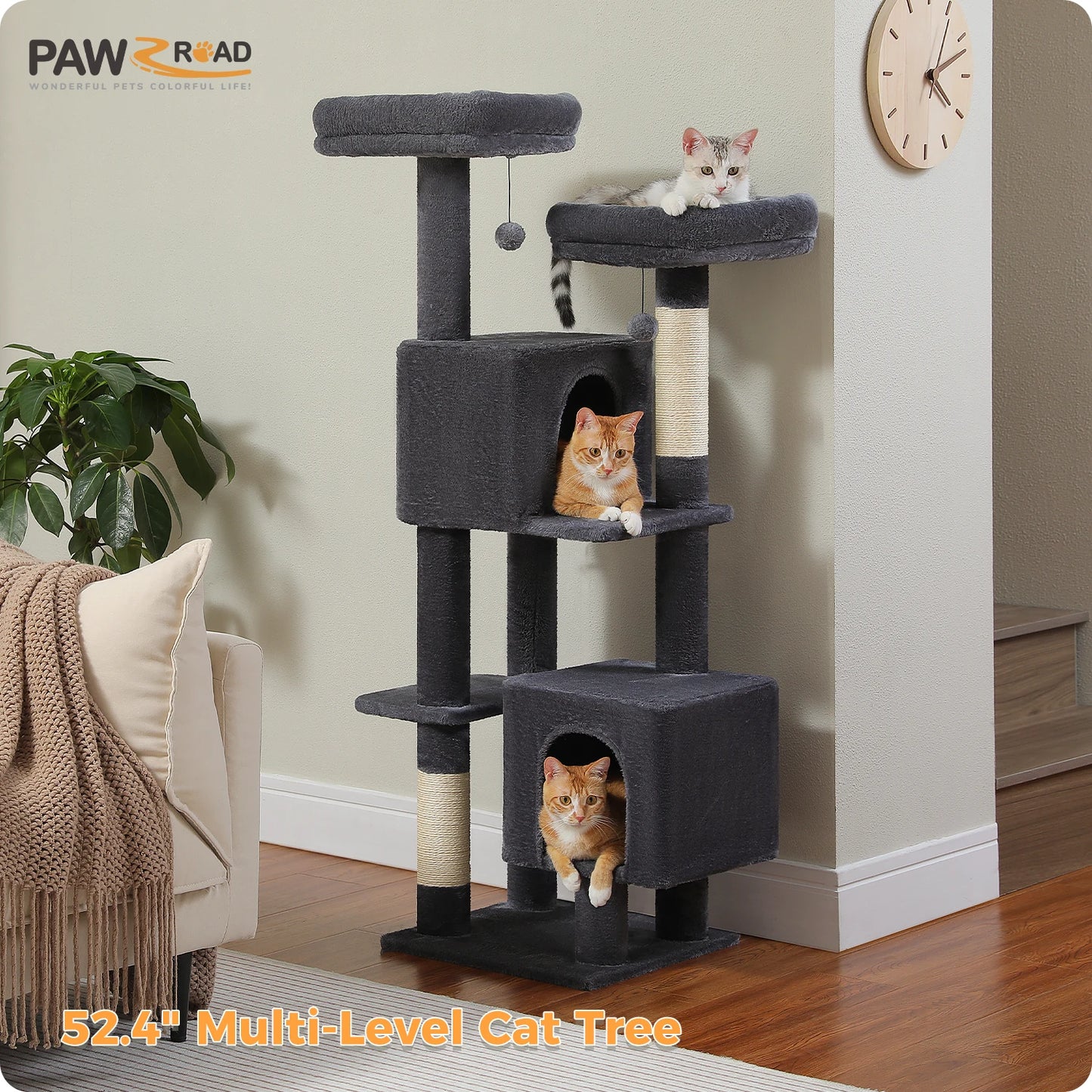 Multi Level Cat Tower For Indoor Cats With Scratching Posts