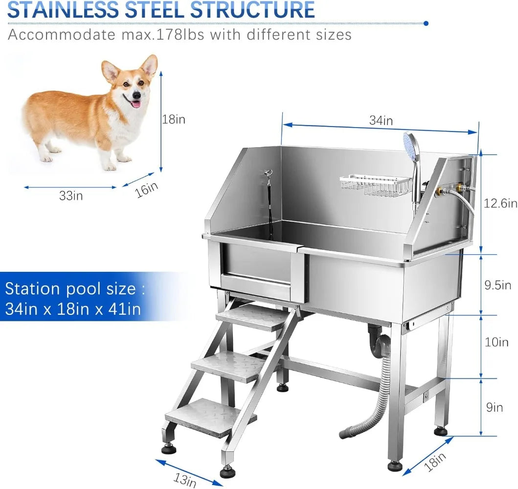 34 Inch Dog Bathtub For Small Dogs With Sliding Door