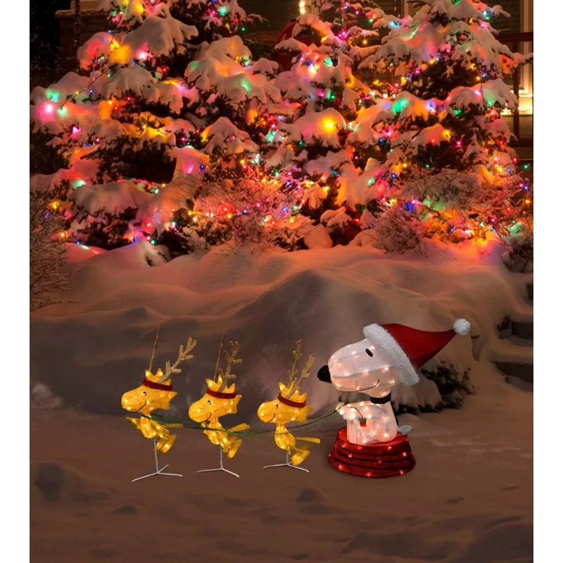 60 Inch Peanuts Snoopy 3D LED Pre Lit Sled Decor Yard