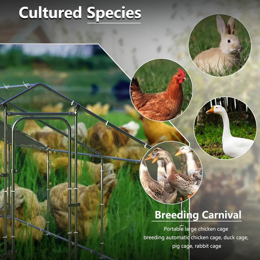 Walk In Spire Shaped Metal Chicken Coop Waterproof Cover