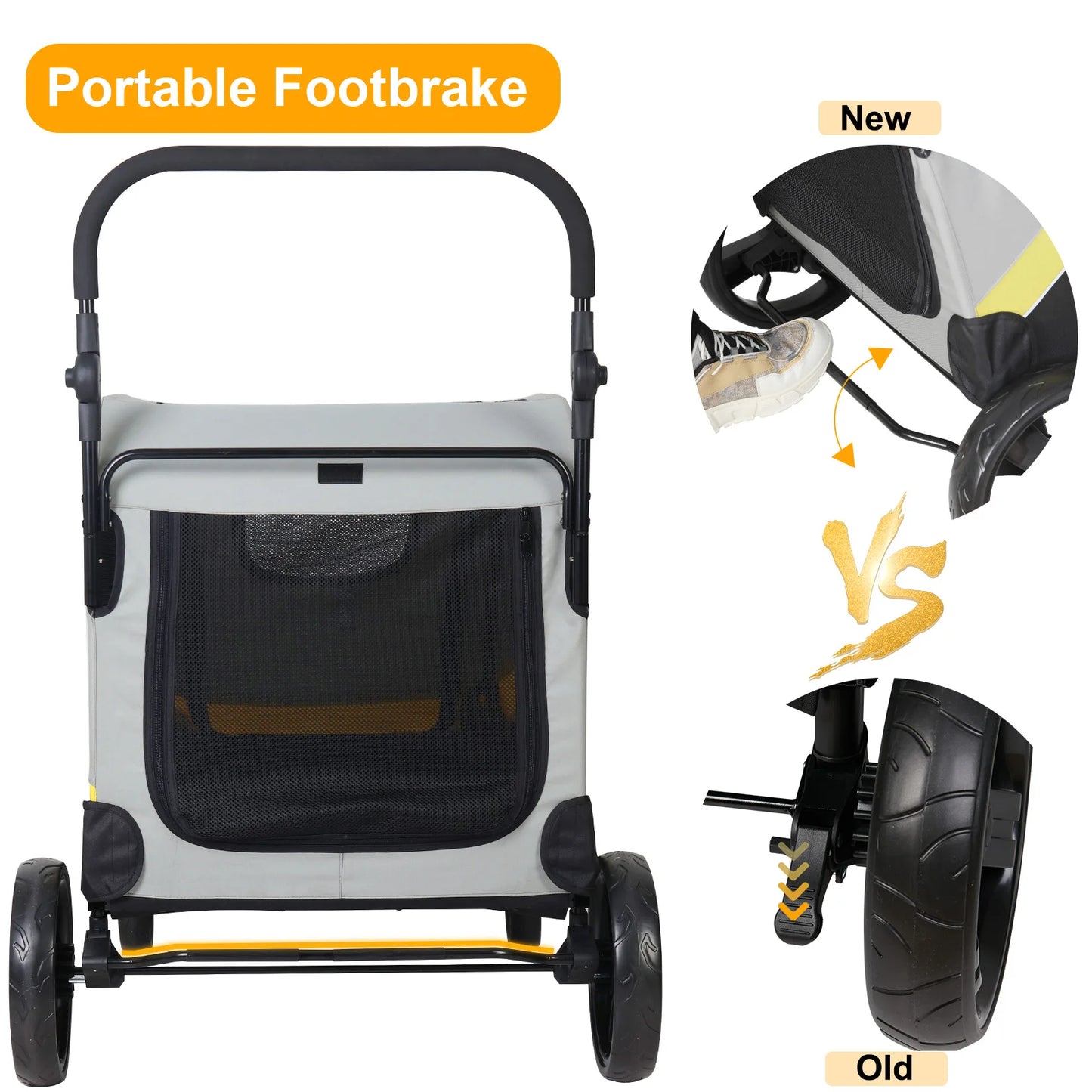 Premium Dog Stroller 4 Wheel Foldable Travel Cart For Dogs