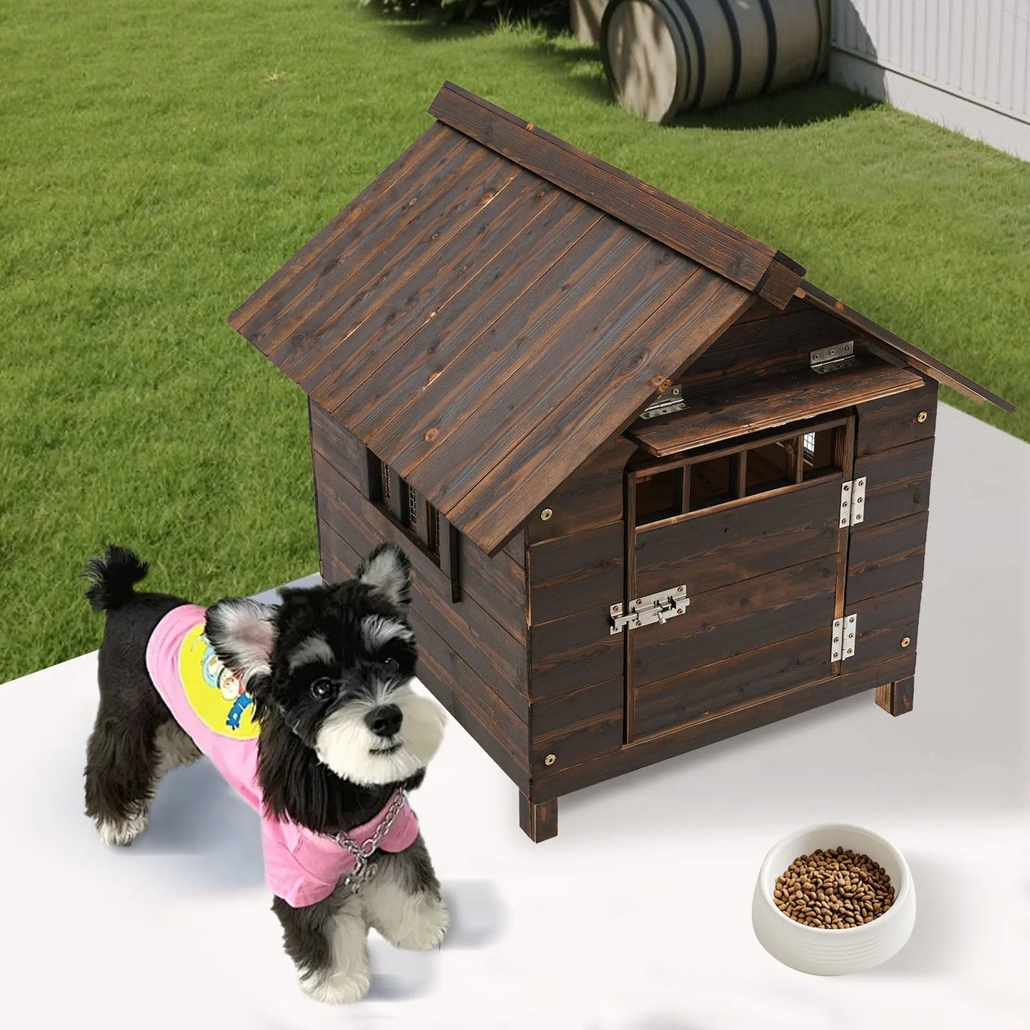 Wooden Dog House With Window And Door Water Resistant