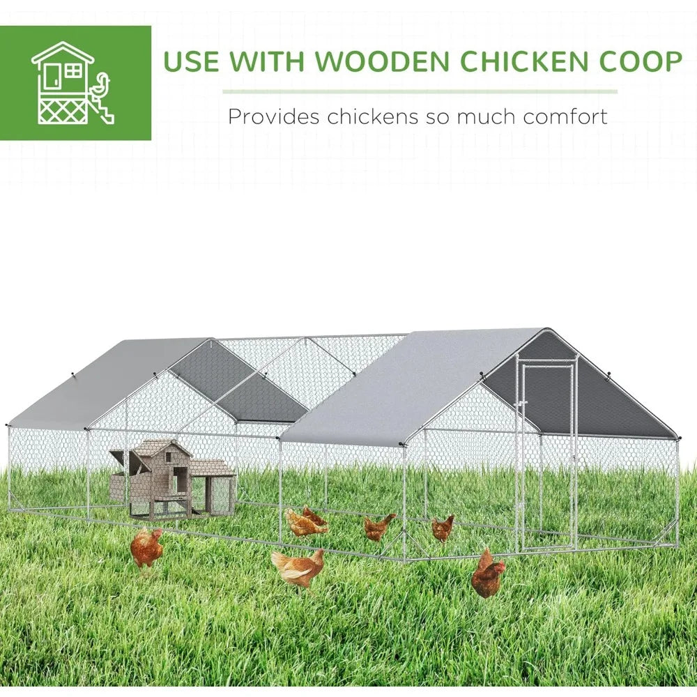 Large Metal Chicken Coop Walk In Fence With UV Cover