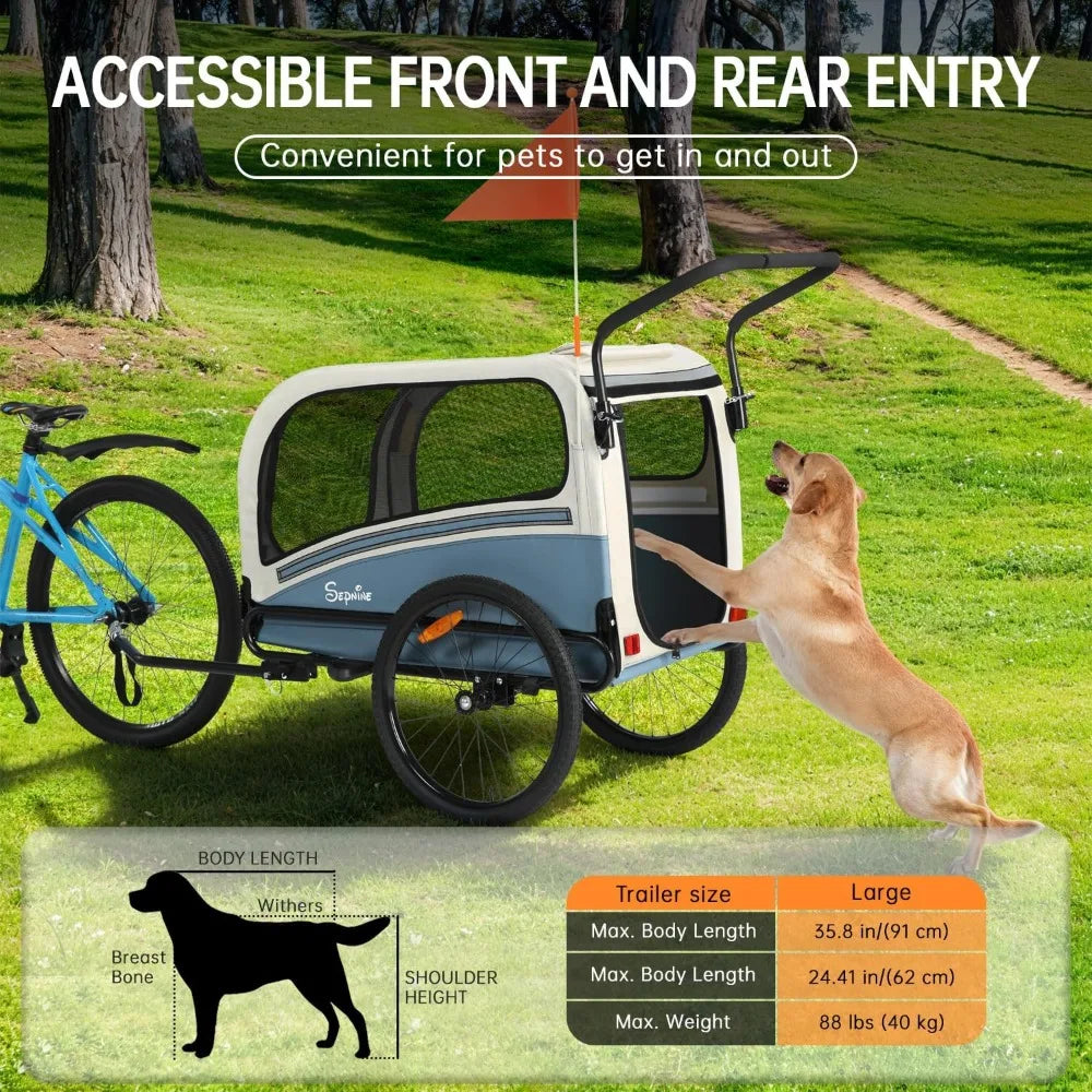 Dog Bike Trailer 88 Lbs Folding 2 In 1 Pet Stroller Carrier