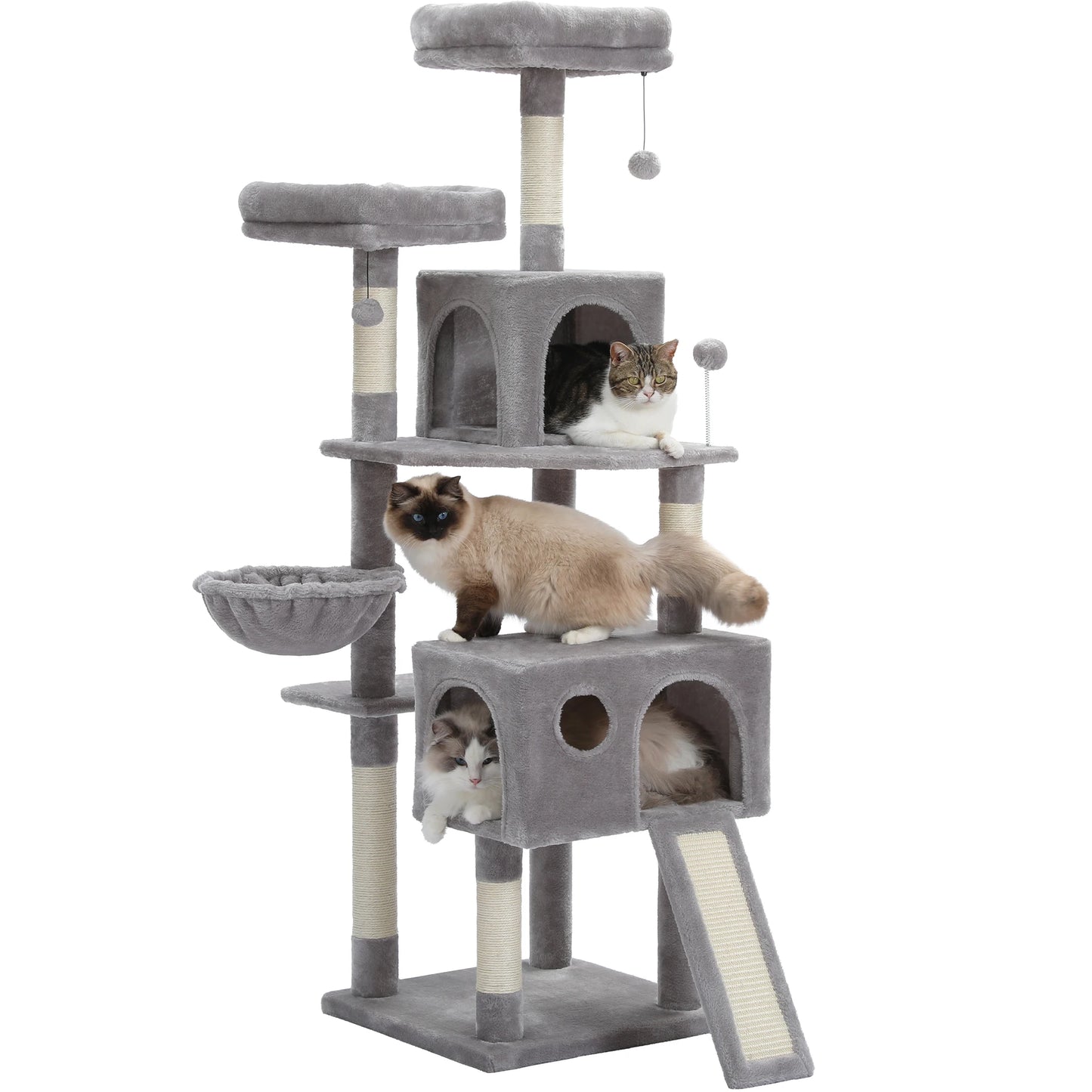 Multi Level Cat Tree With Sisal Post And Pad Hammock Condo