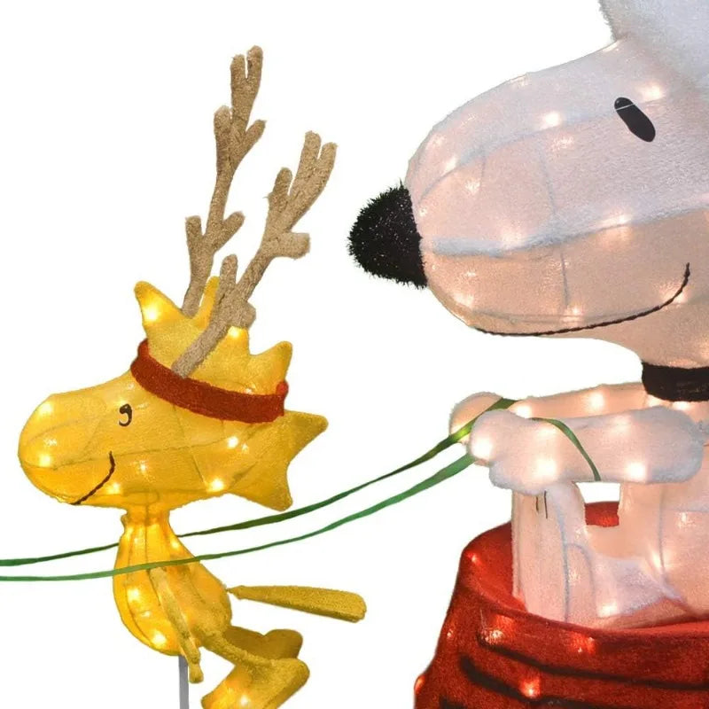 60 Inch Peanuts Snoopy 3D LED Pre Lit Sled Decor Yard
