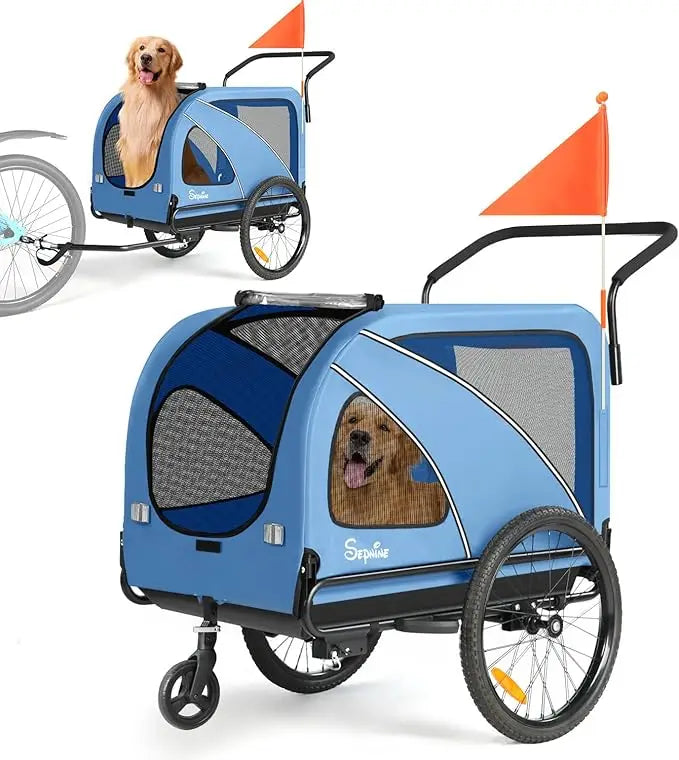 Dog Bike Trailer 88 Lbs Folding 2 In 1 Pet Stroller Carrier
