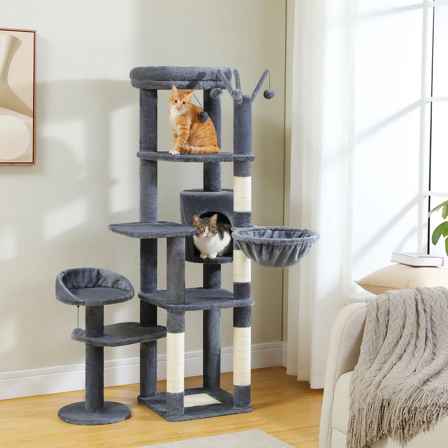 Multi Level Cat Tree With Scratching Post And Large Perches