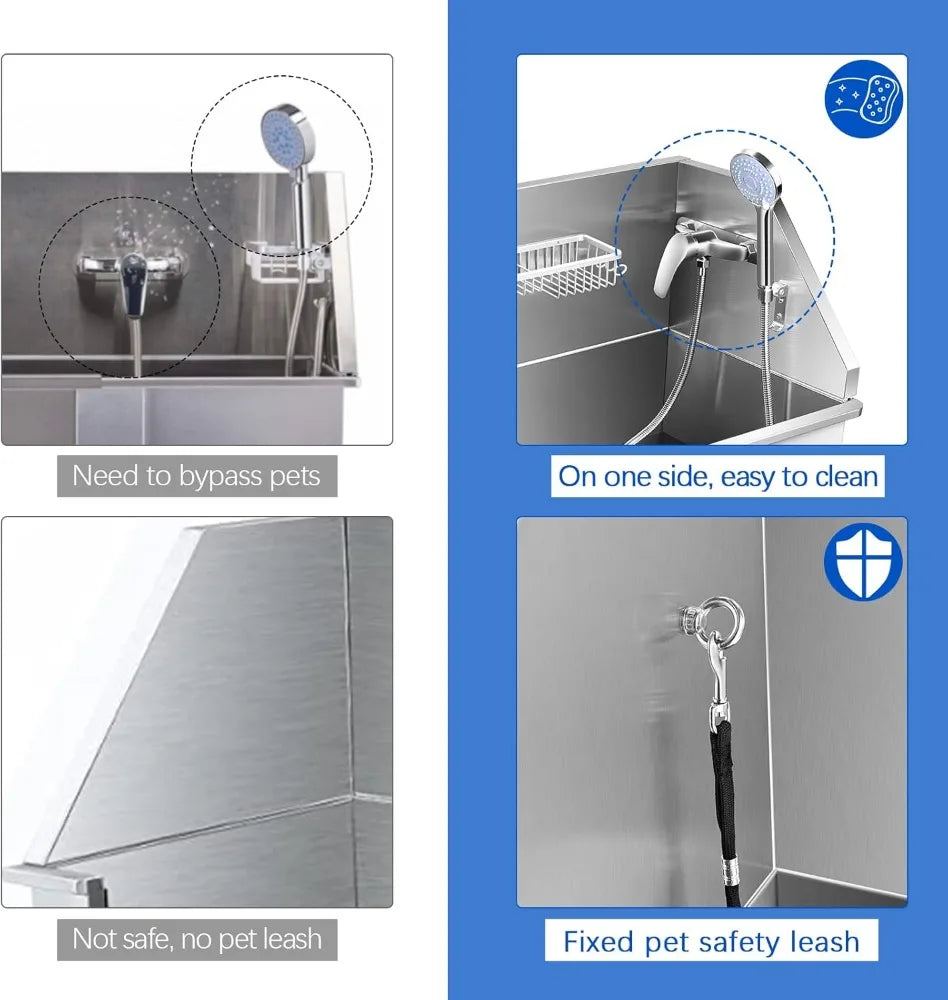 34 Inch Dog Bathtub For Small Dogs With Sliding Door