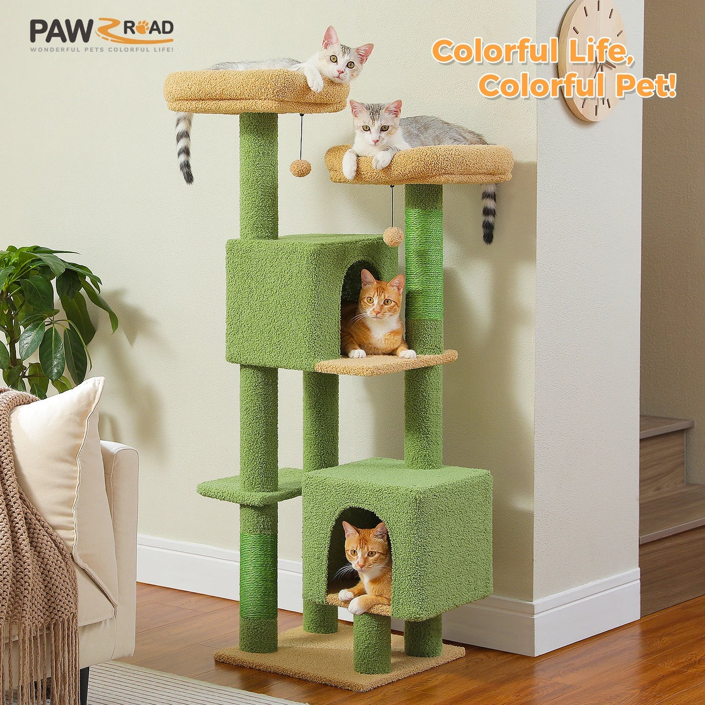 Multi Level Cat Tower For Indoor Cats With Scratching Posts