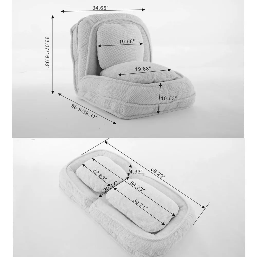 Folding Sofa Chair With 5 Adjustable Positions Floor Chair