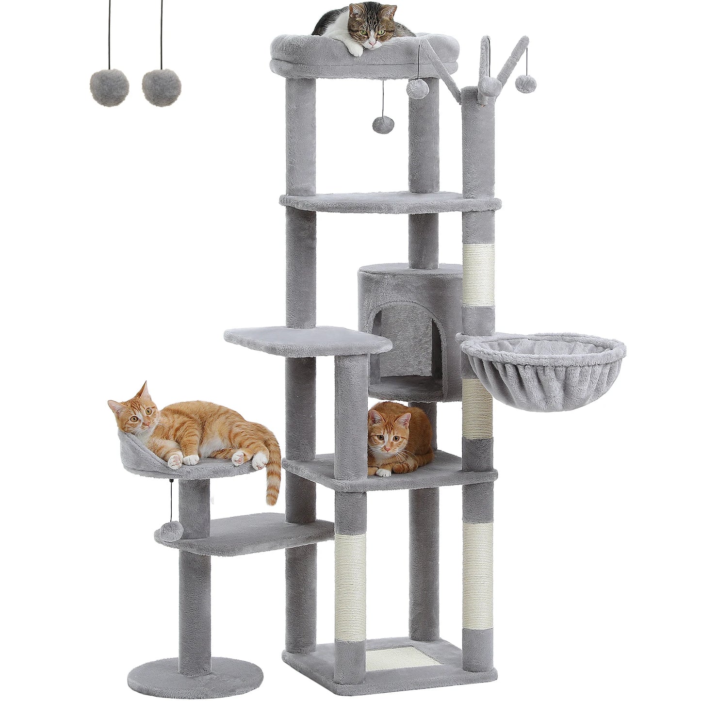 Multi Level Cat Tree With Scratching Post And Large Perches