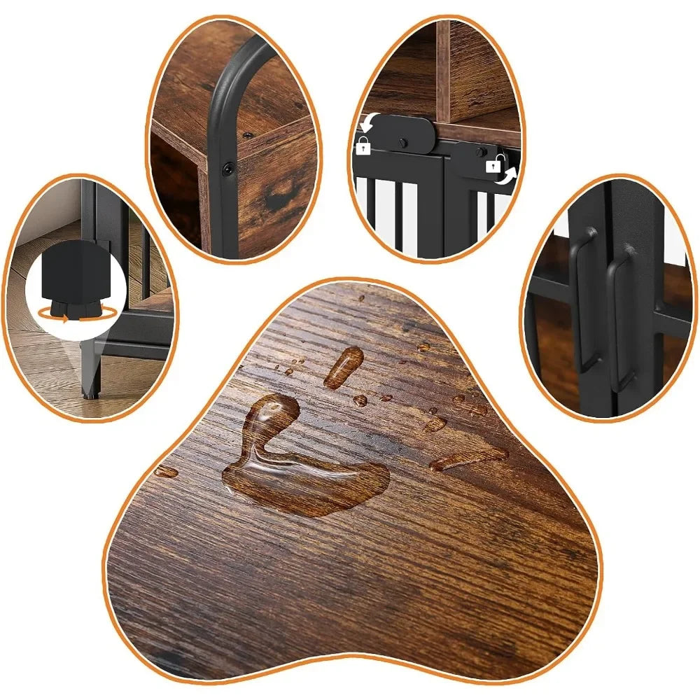 Large Wooden Dog Crate Table With Drawers And Storage