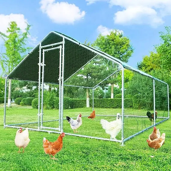 Large Metal Chicken Coop With Cover Outdoor Pet Pens