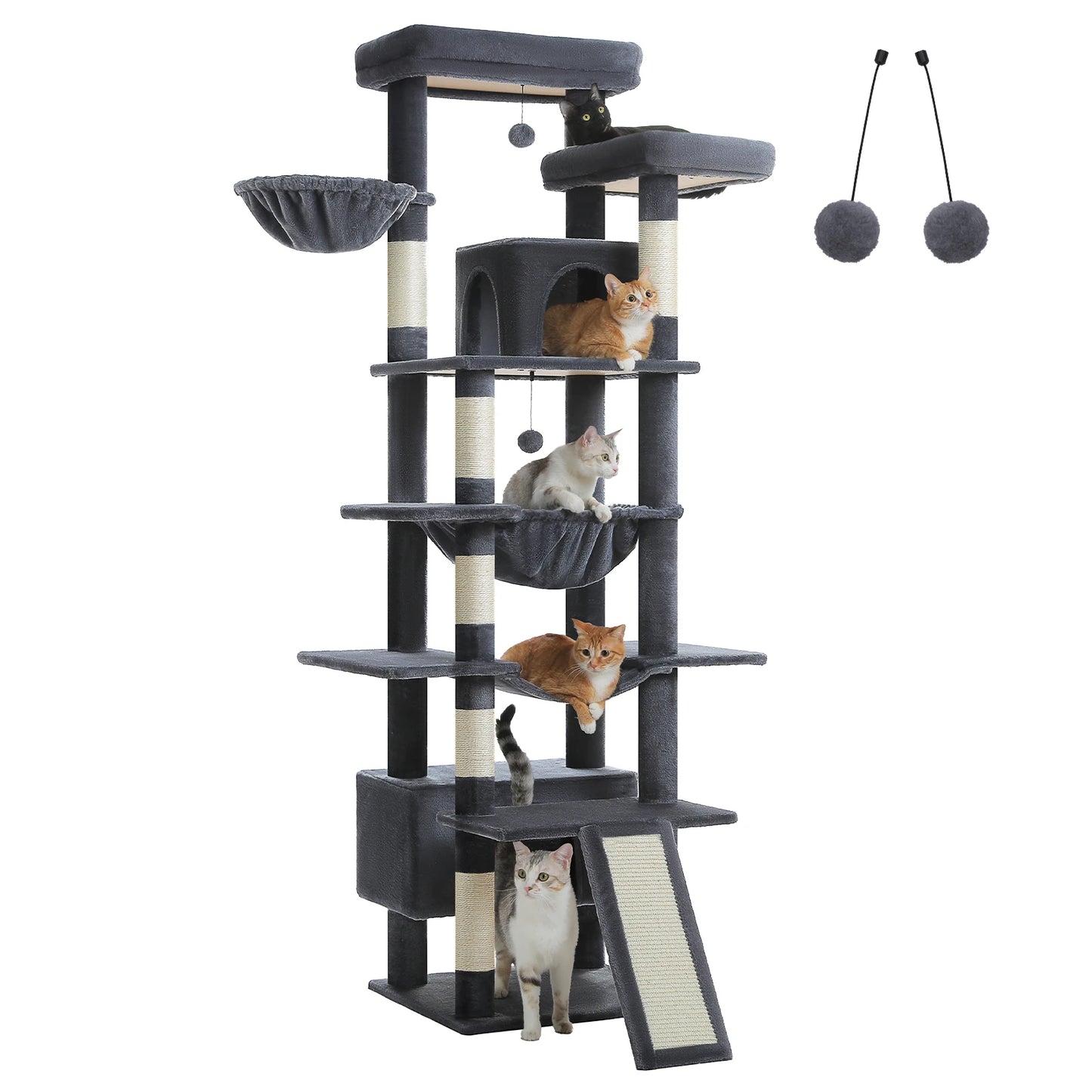 Multi Level Cat Tree Tower With Sisal Posts And Hammock