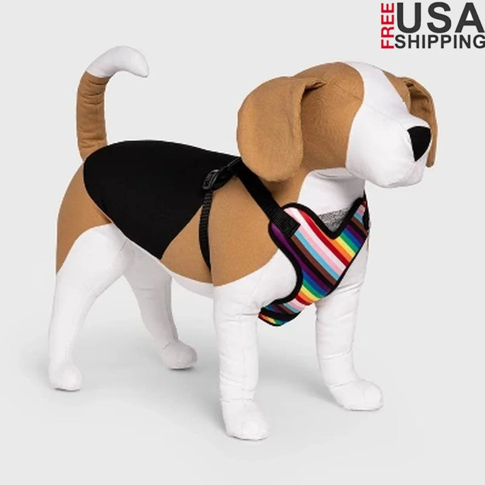 Rainbow Dog Harness Pride Adjustable Secure Fit Leash