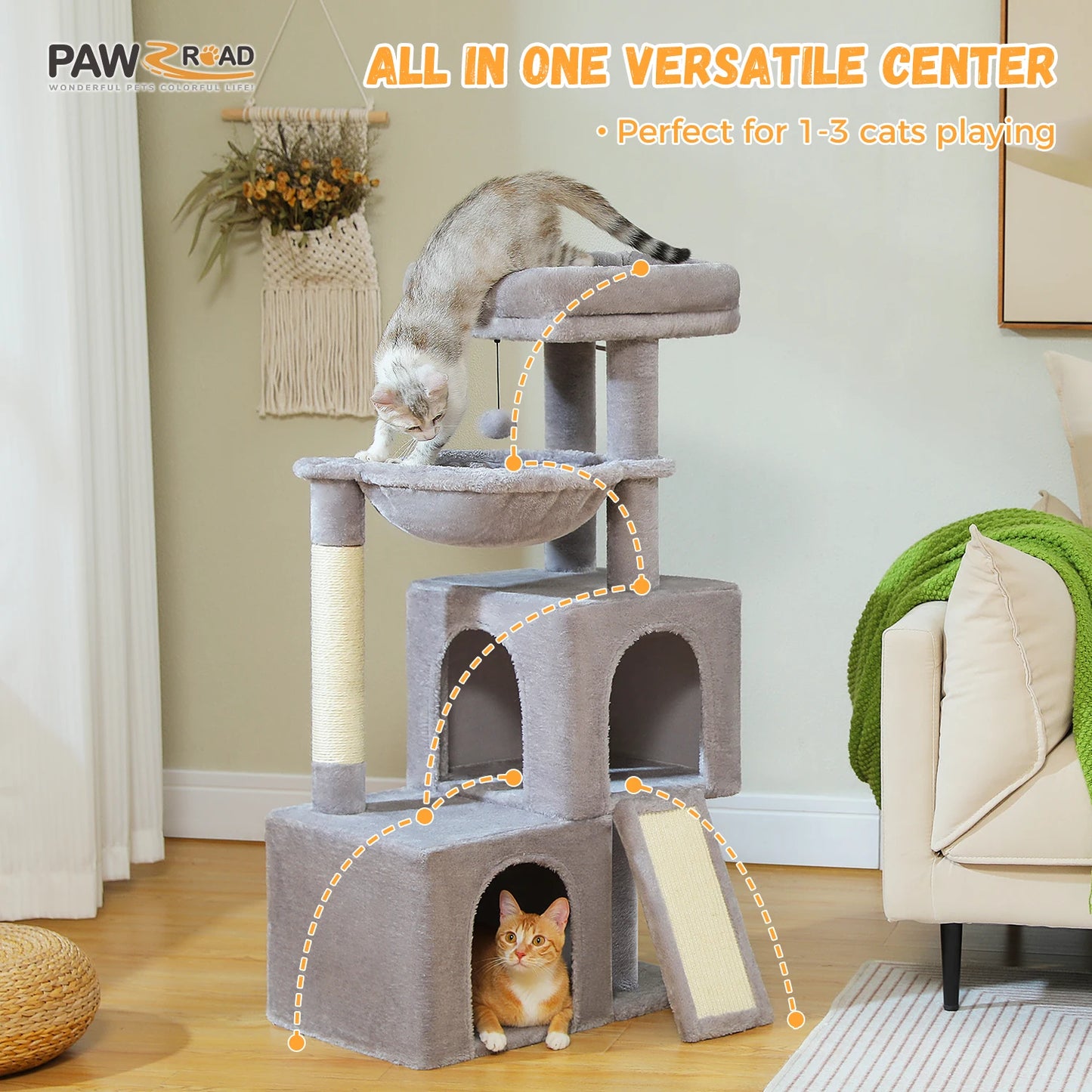 Large Cat Tree For Indoor Cats Multi Level Tower Condos