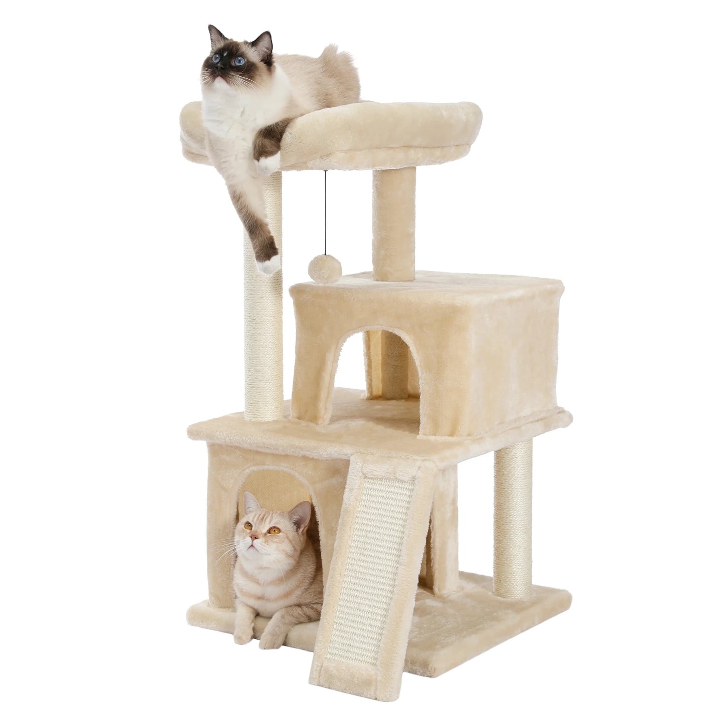 Small Cat Tree Tower Scratching Pad Two Large Indoor Condos