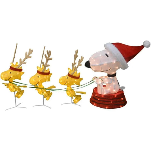 60 Inch Peanuts Snoopy 3D LED Pre Lit Sled Decor Yard