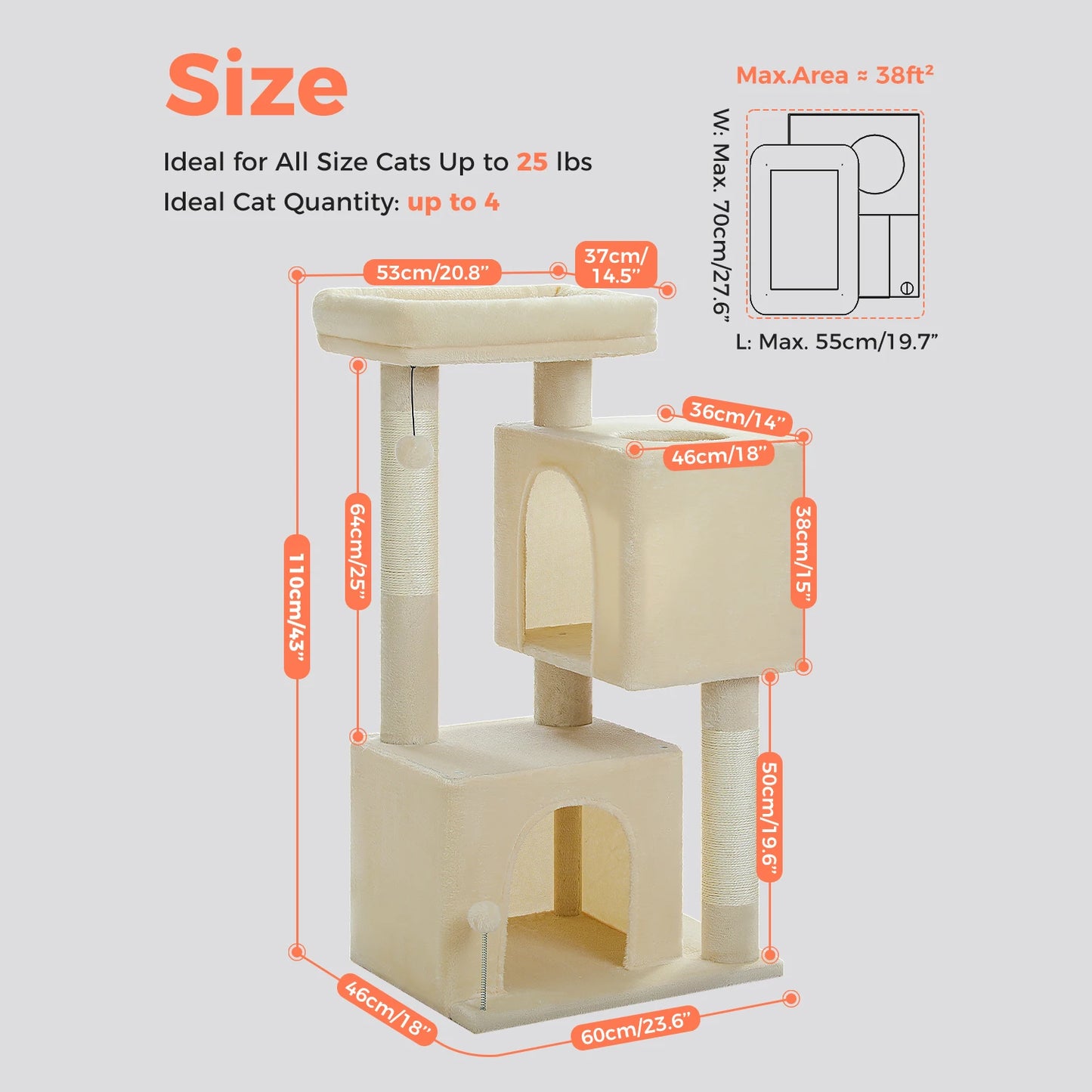 Multi Level Cat Tree With Two Condos And Scratching Posts