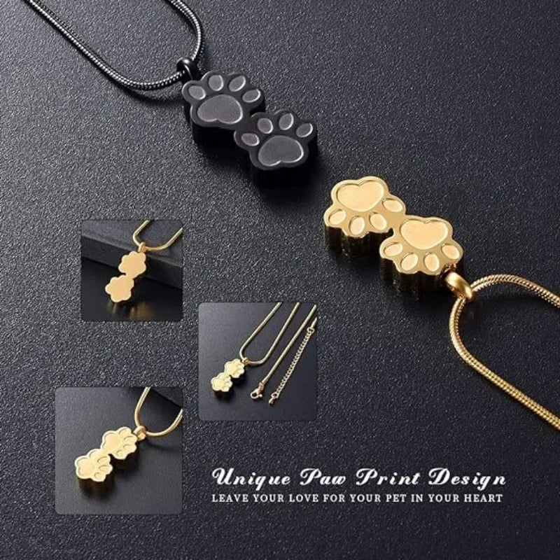 Pet Ashes Necklace Claw Print Commemorative Pendant Box