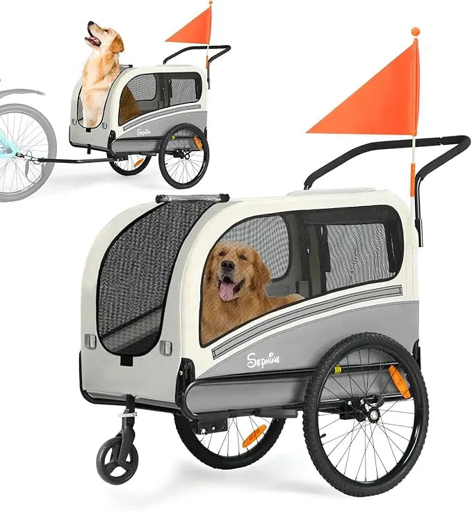 Dog Bike Trailer 88 Lbs Folding 2 In 1 Pet Stroller Carrier