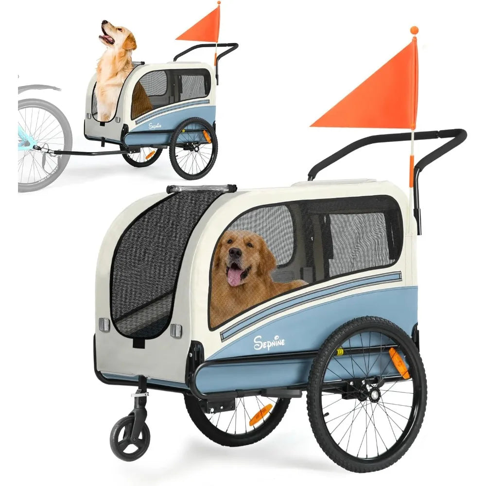 Dog Bike Trailer 88 Lbs Folding 2 In 1 Pet Stroller Carrier