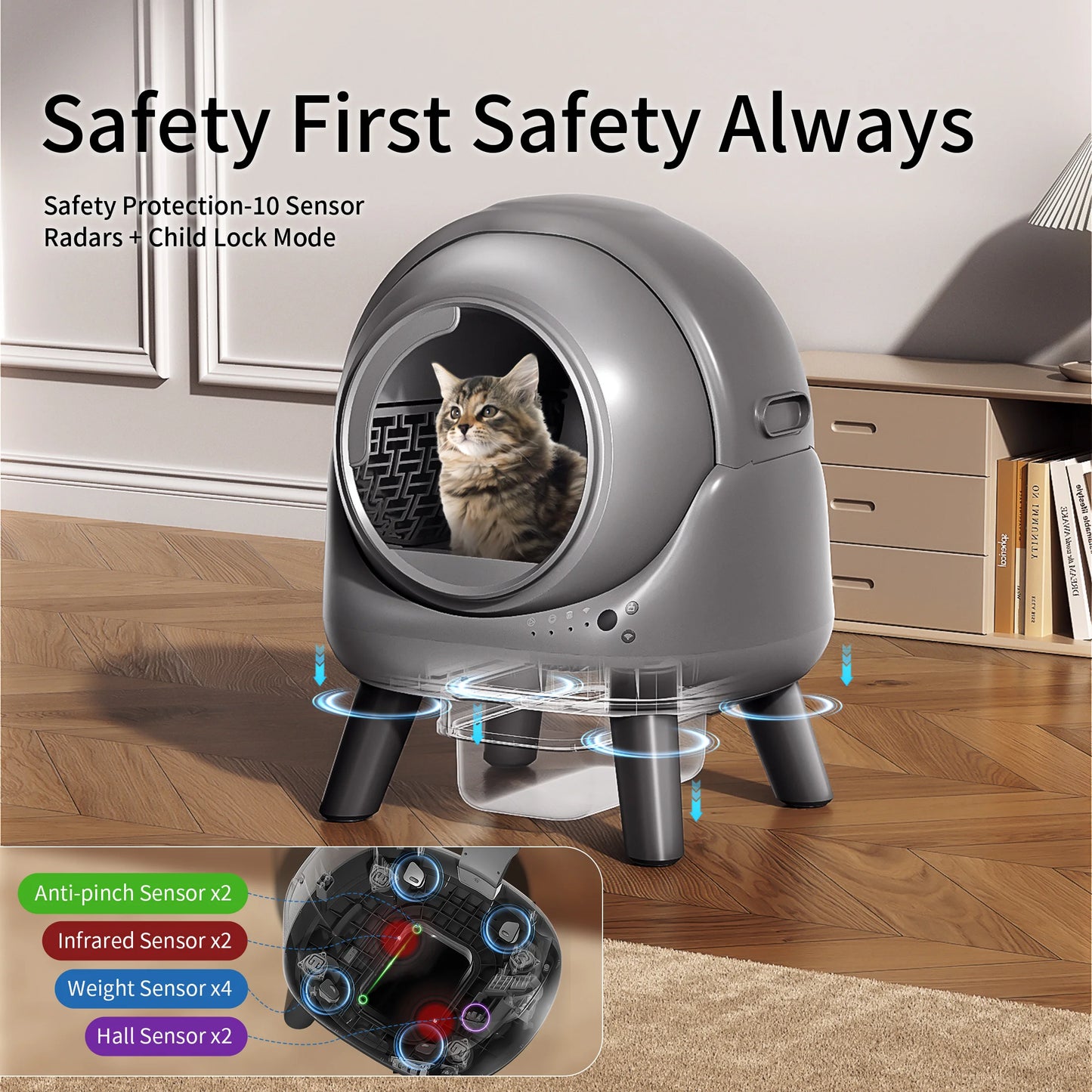 Self Cleaning Litter Box Automatic For Multi Cats With App