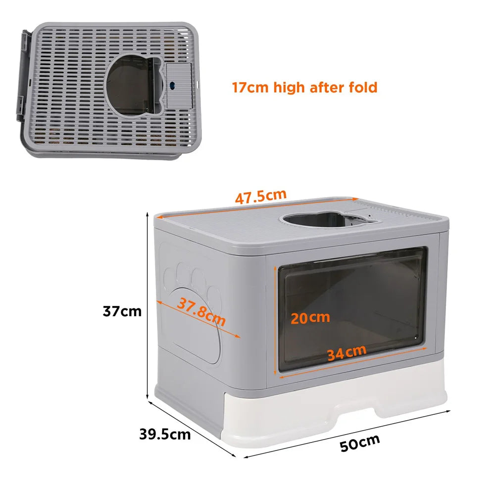 Large Hooded Top Entry Litter Box Drawer Style Enclosed