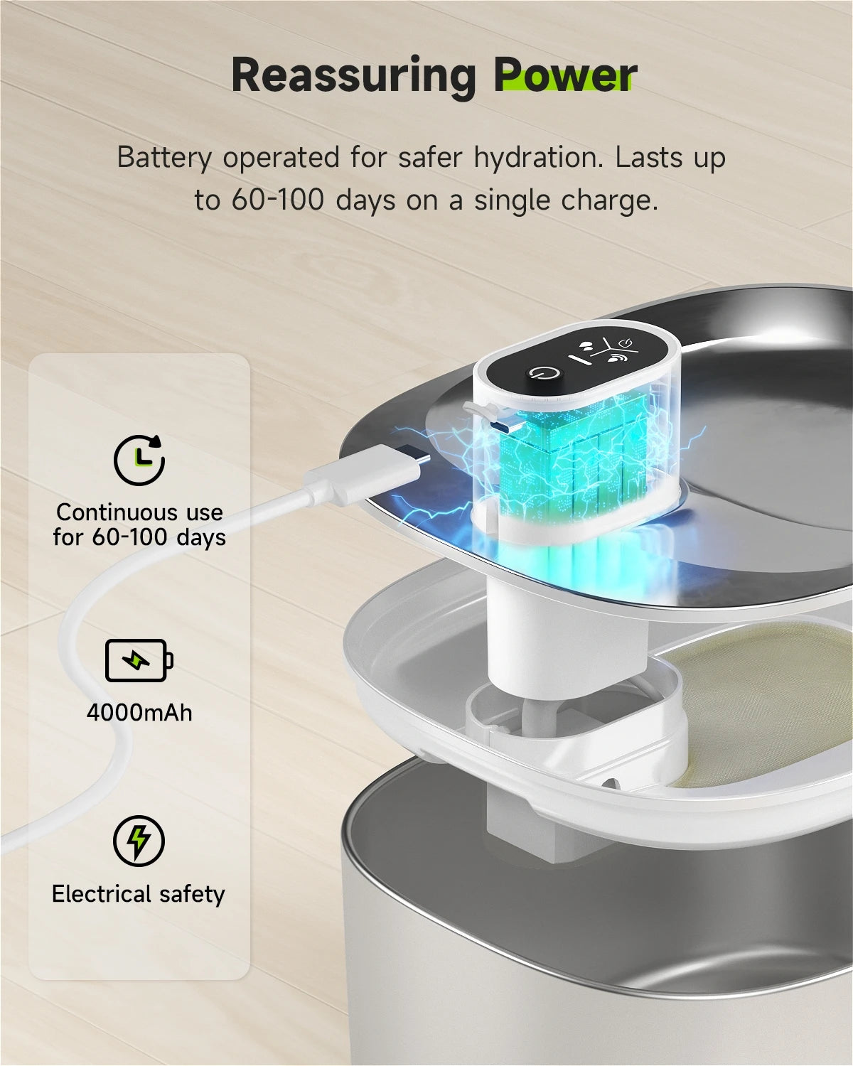 APETDOLA 4L Wireless Cat And Dog Water Fountain Auto Sensor