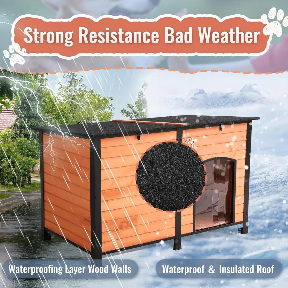 Outdoor Dog House With Iron Frame For Indoor Outdoor Use