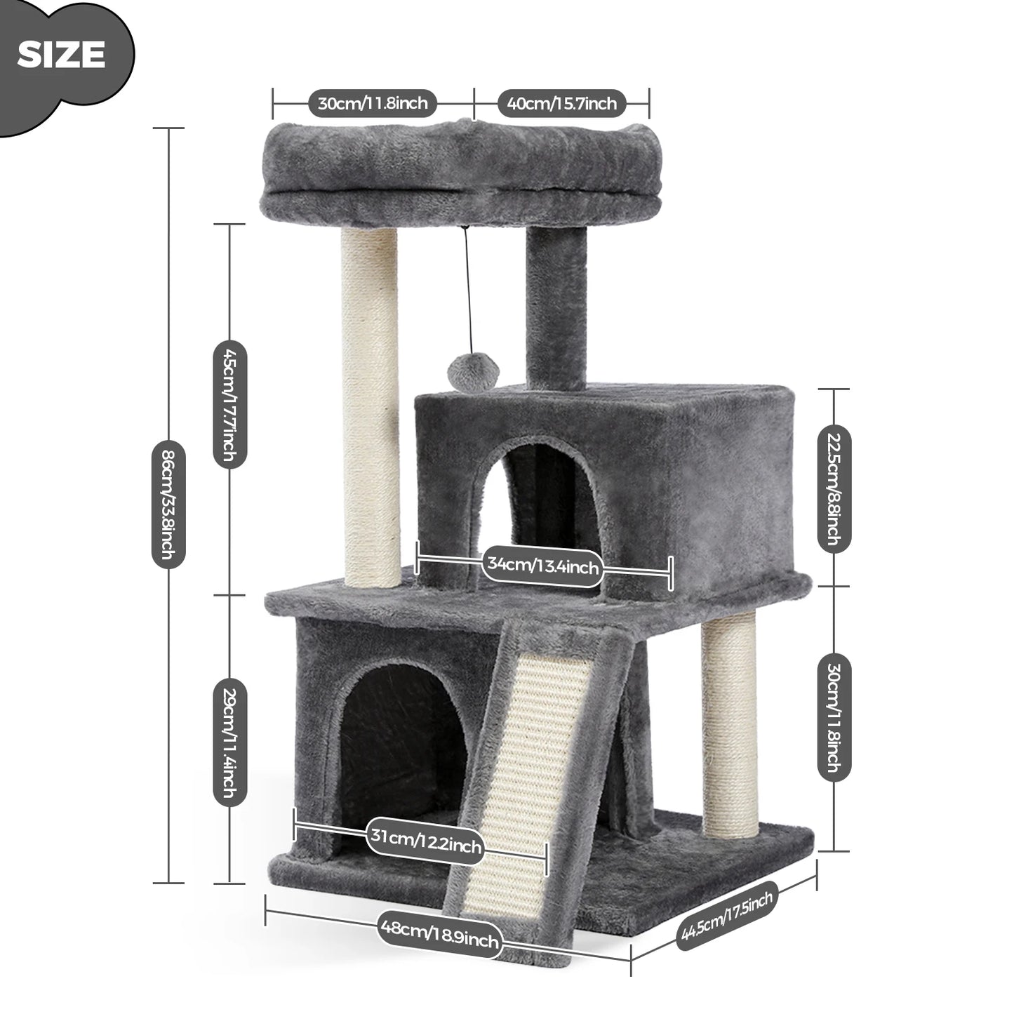 Small Cat Tree Tower Scratching Pad Two Large Indoor Condos