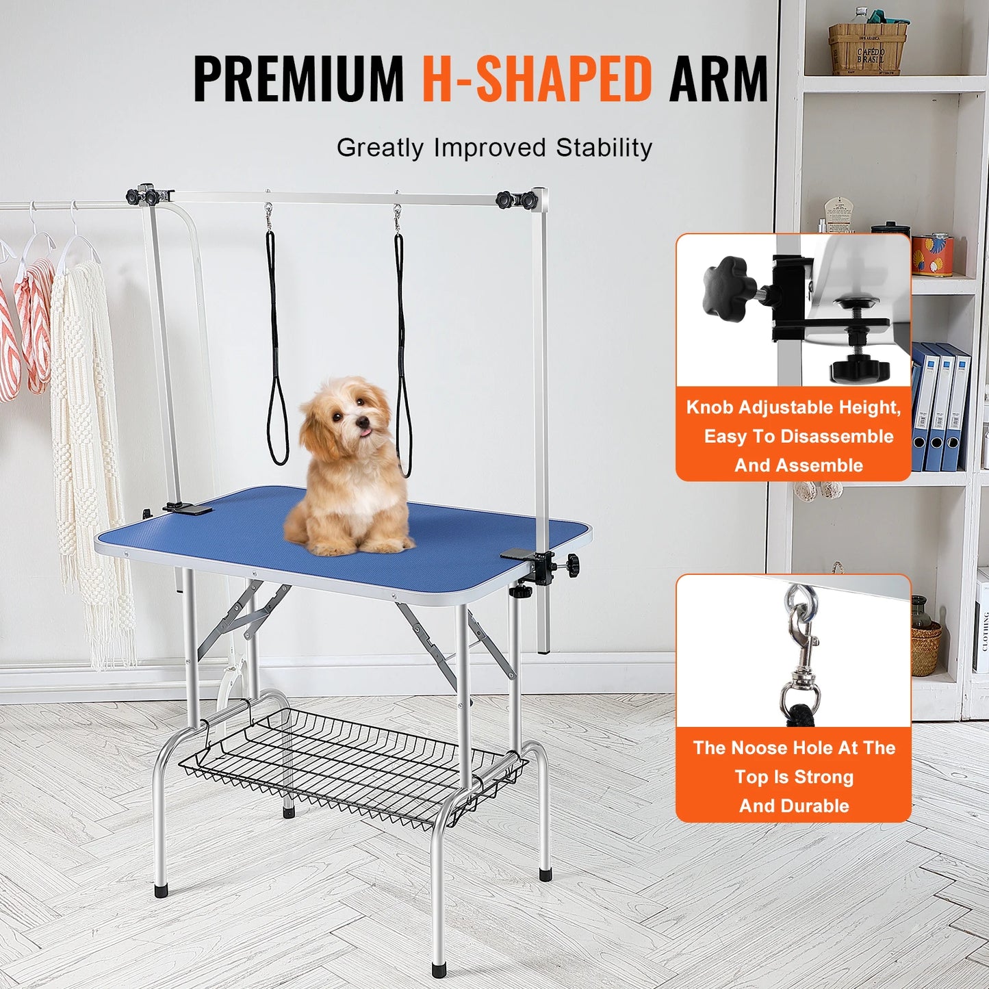 SucceBuy Pet Grooming Table Foldable Two Arms With Clamp