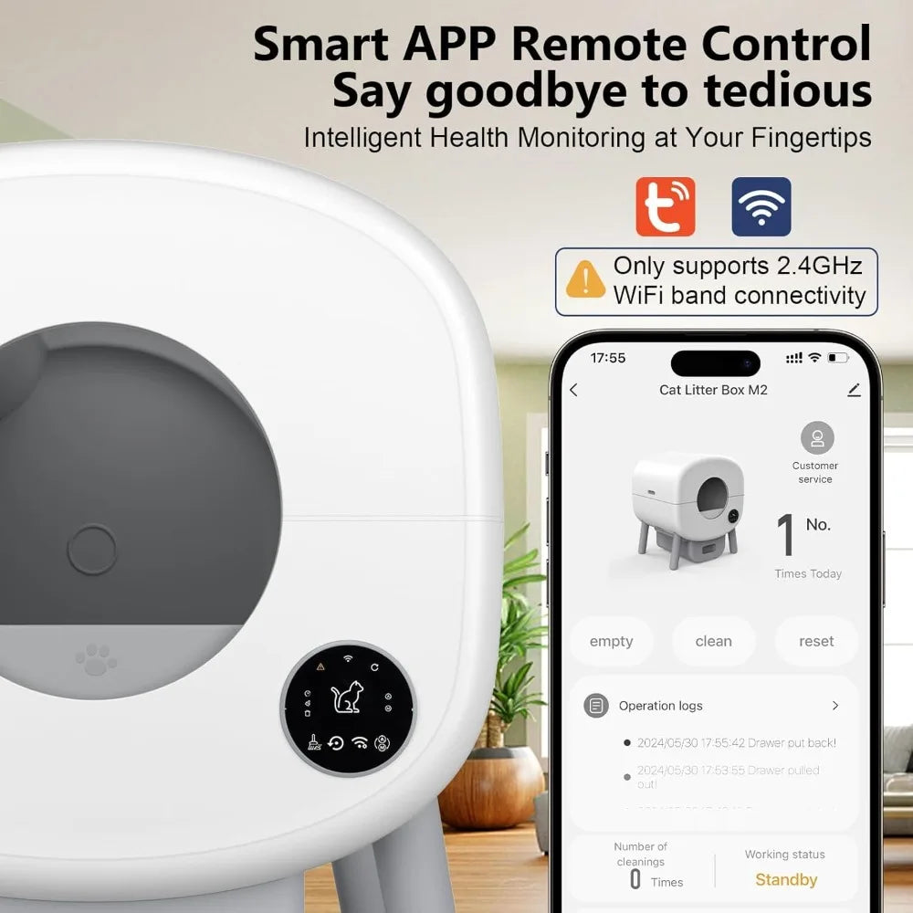 Self Cleaning Litter Box 95 Liter Automatic Cat App Control