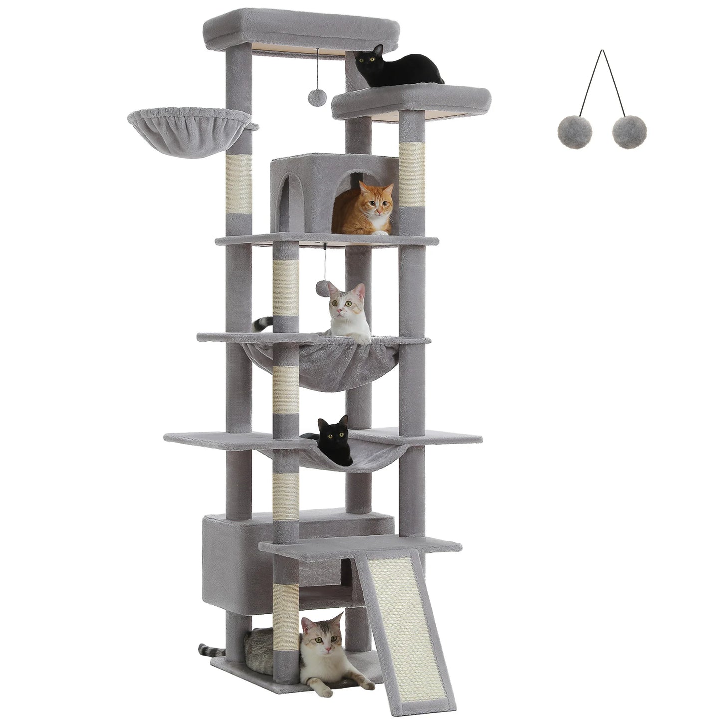Multi Level Cat Tree Tower With Sisal Posts And Hammock