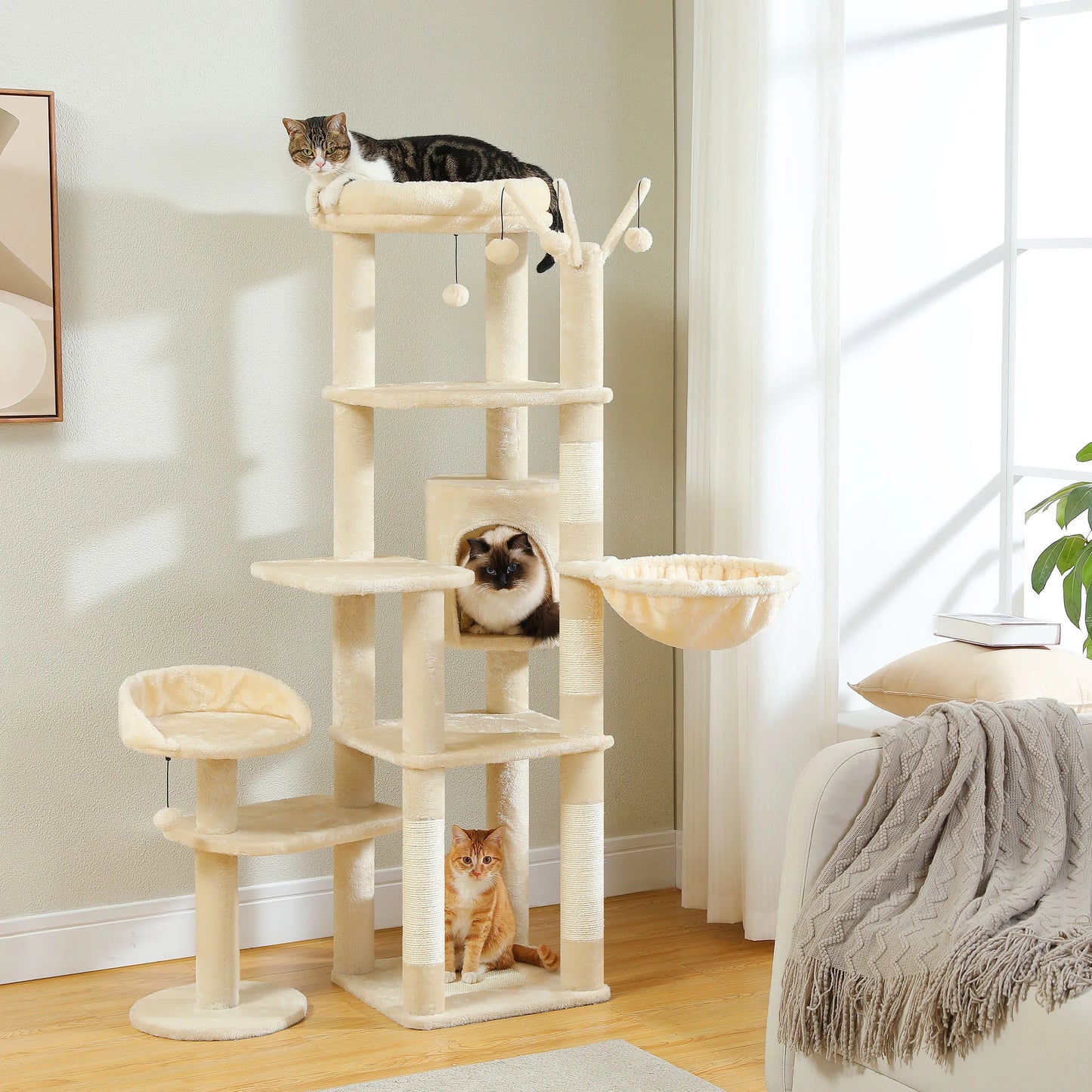 Multi Level Cat Tree With Scratching Post And Large Perches