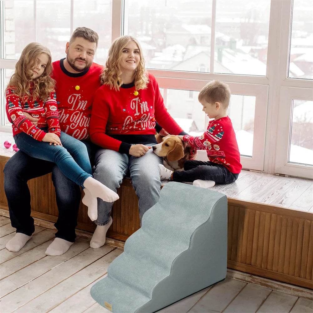 Dog Ramp 5 Step Pet Stairs For High Beds And Sofa Foam