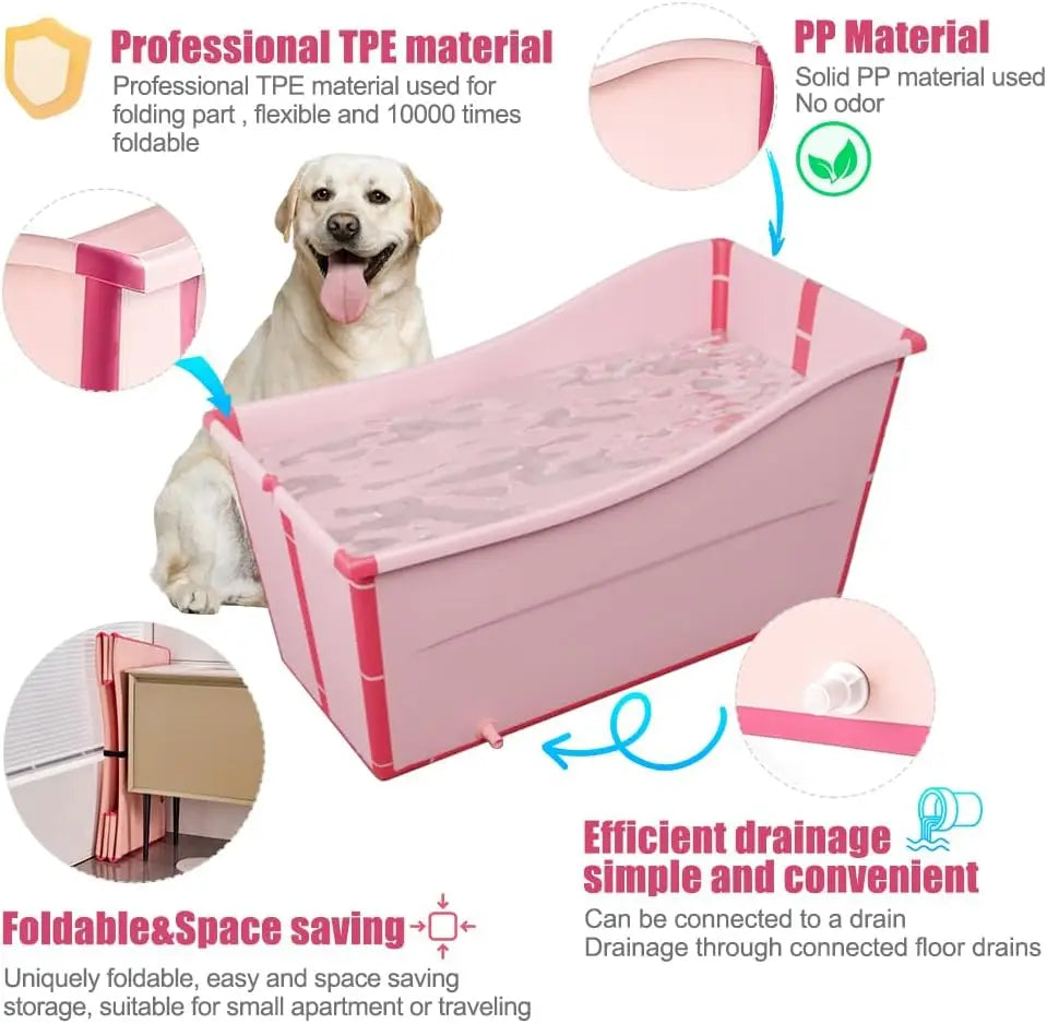 Foldable Dog Bathtub for Large Dogs 48.4 Gal Portable Wash